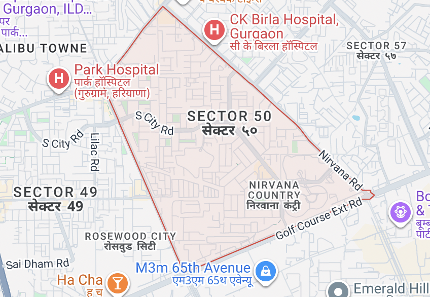 Sector 50 Gurgaon Map