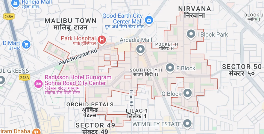 south city 2 Gurgaon map
